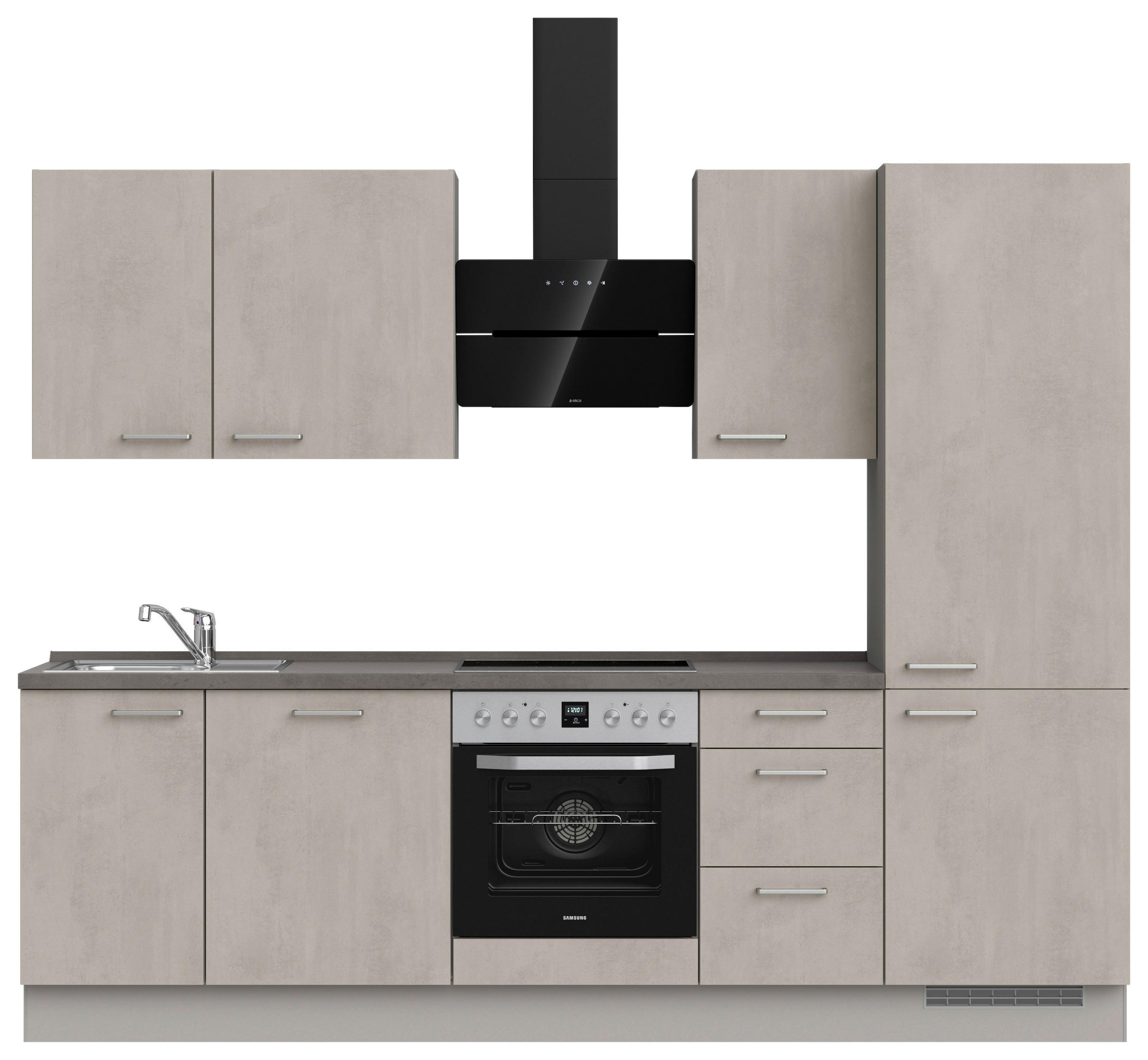 KÜCHENLEERBLOCK 270 cm   in Grau, Schieferfarben, Hellgrau  - Schieferfarben/Edelstahlfarben, MODERN, Holzwerkstoff/Metall (270cm) - Nobilia