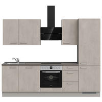 KÜCHENBLOCK 270 cm   in Grau, Schieferfarben  - Schieferfarben/Edelstahlfarben, MODERN, Holzwerkstoff/Metall (270cm) - Nobilia