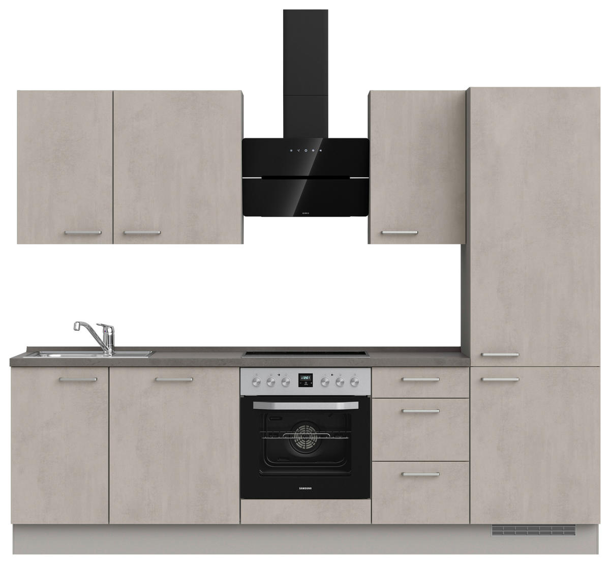 KÜCHENBLOCK 270 cm   in Grau, Schieferfarben  - Schieferfarben/Edelstahlfarben, MODERN, Holzwerkstoff/Metall (270cm) - Nobilia