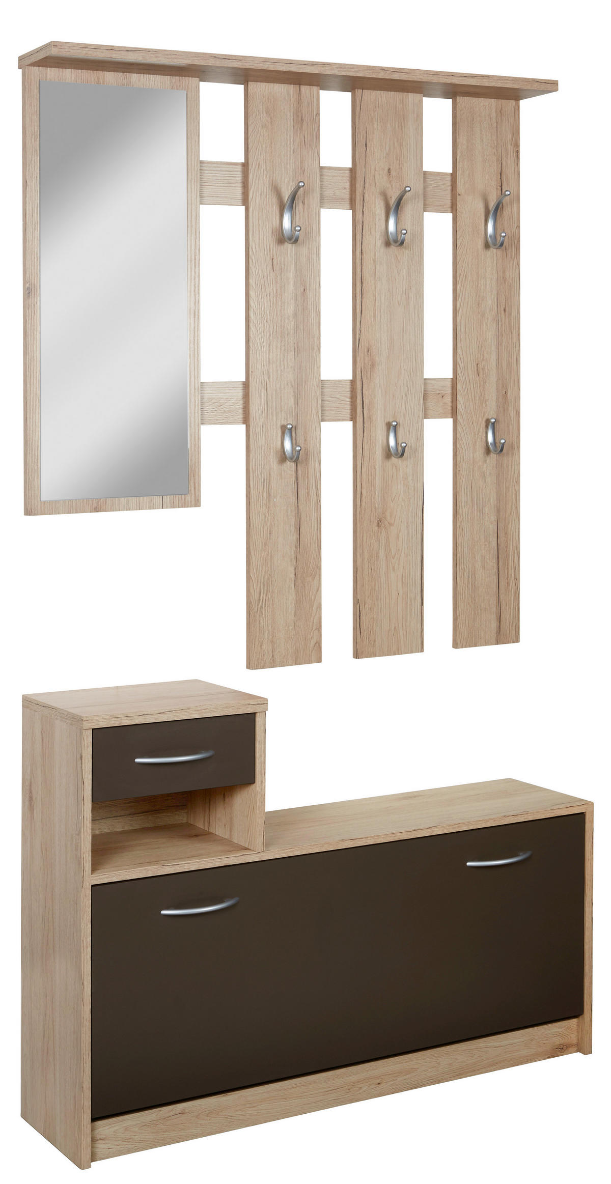 GARDEROBE  in 100/190/26 cm  - Eichefarben/Braun, KONVENTIONELL, Glas/Holzwerkstoff (100/190/26cm) - MID.YOU