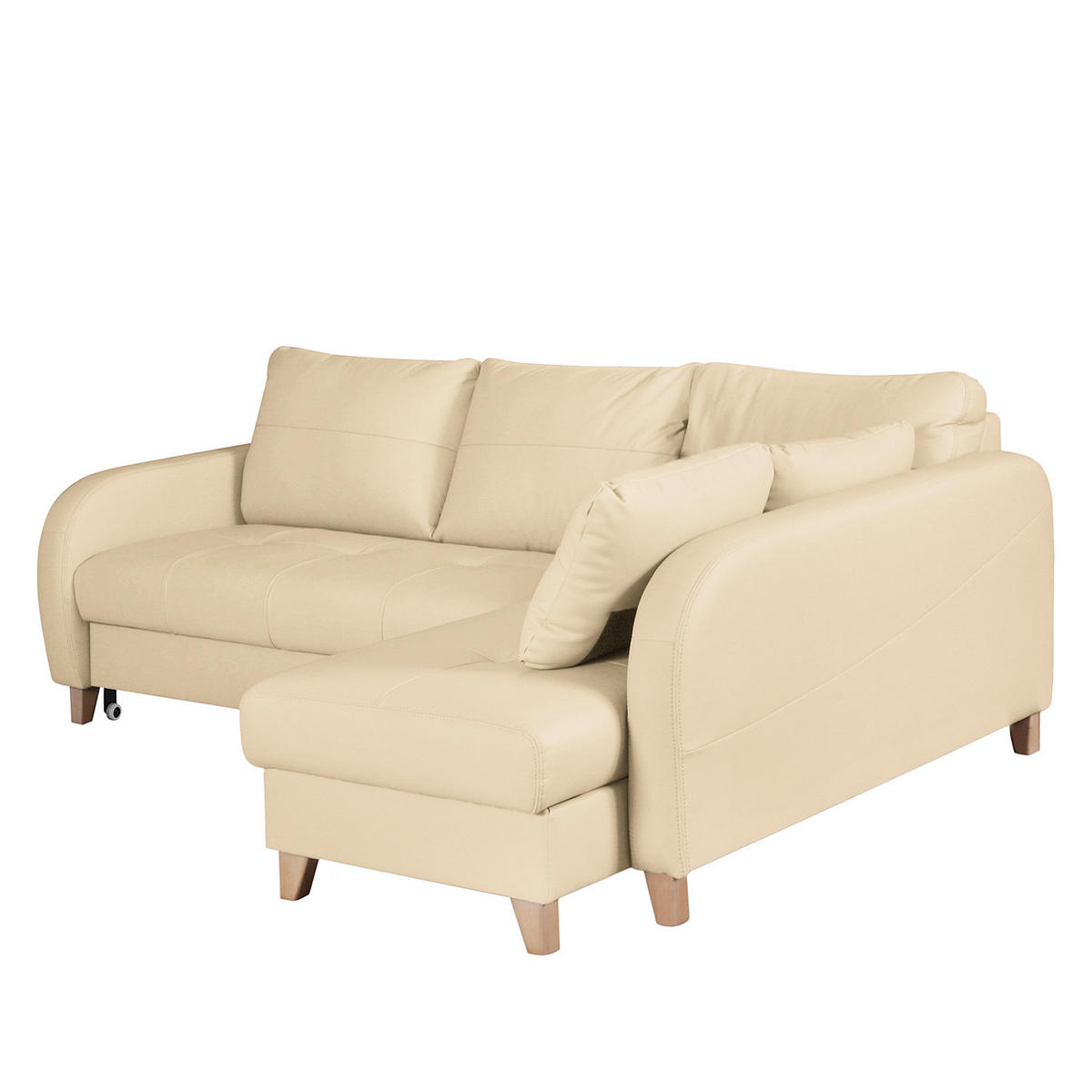 ECKSOFA Lederlook Echtleder Beige  - Beige/Buchefarben, Design, Leder/Holz (227/168cm) - Livetastic