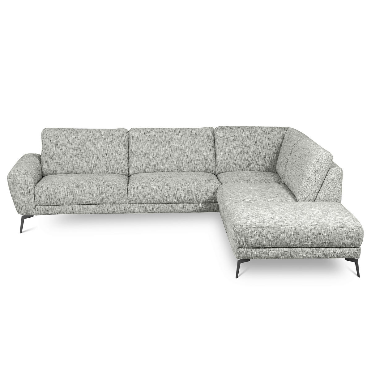 ECKSOFA SPRING Grau Webstoff Zierkissen  - Schwarz/Grau, Design, Textil/Metall (273/250cm) - Livetastic