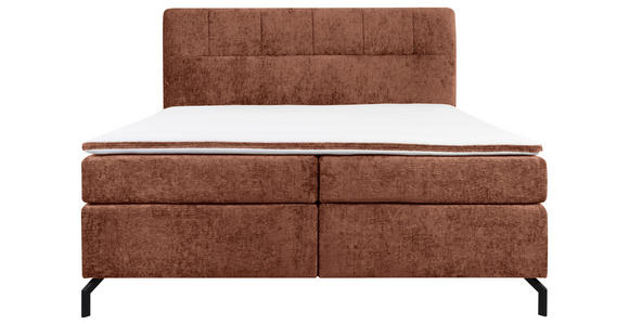 BOXSPRINGBETT 180/200 cm,  in Rotbraun, Topper, H3 + H3 = fest  - Rotbraun/Schwarz, Design, Textil/Metall (180/200cm) - Esposa