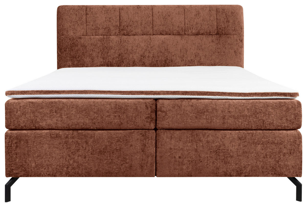 BOXSPRINGBETT 160/200 cm  in Rotbraun  - Rotbraun/Schwarz, Design, Textil/Metall (160/200cm) - Esposa
