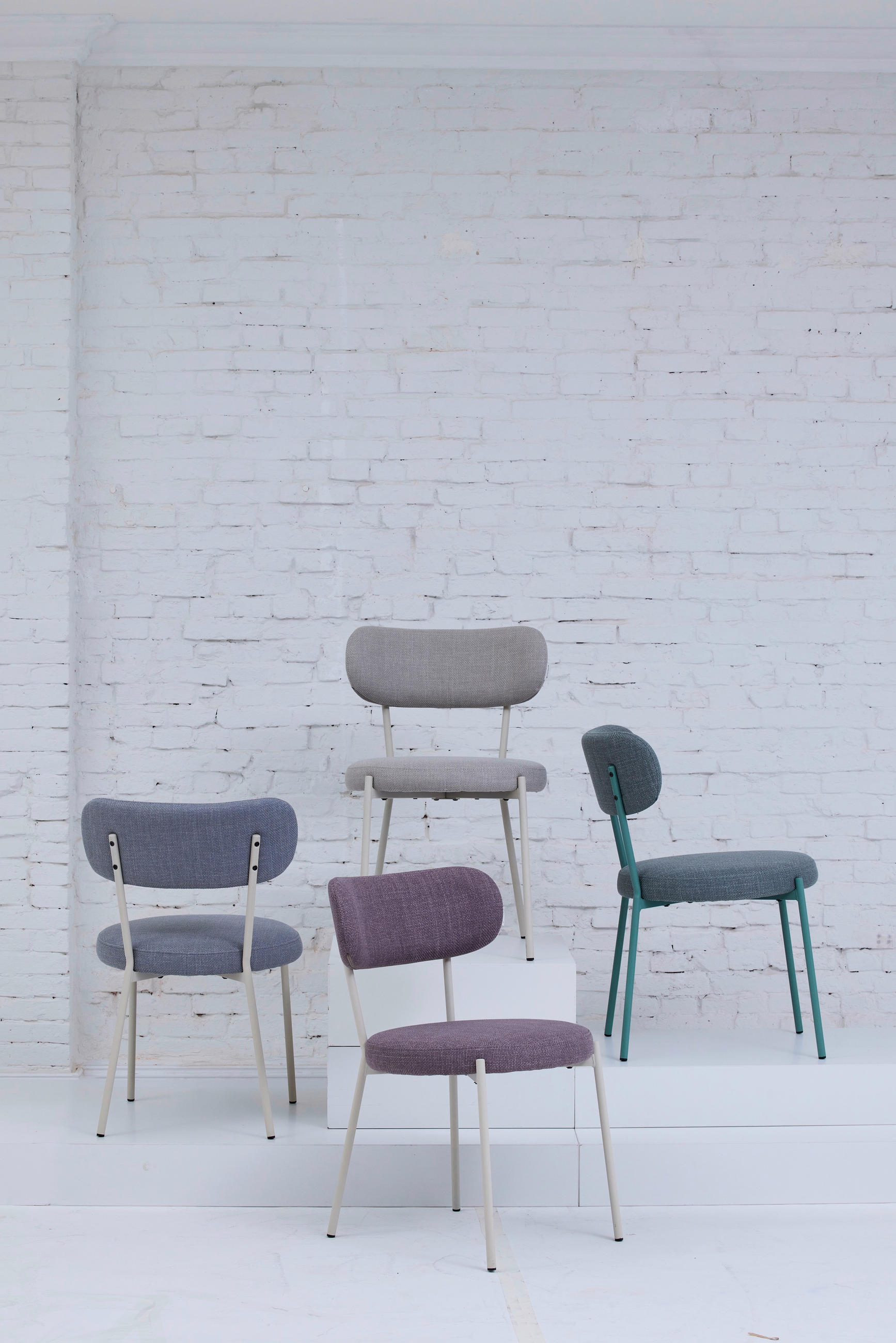 STUHL Webstoff Silberfarben, Weiß  - Silberfarben/Weiß, Basics, Textil/Metall (50/81,5/59cm) - Tom Tailor