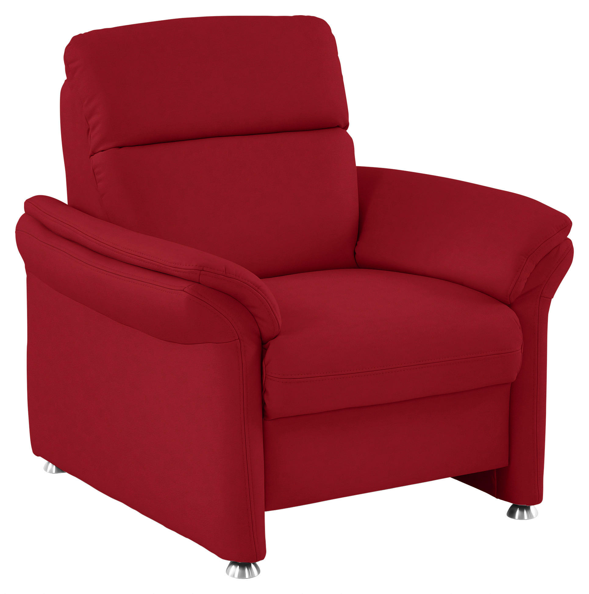 SESSEL in Echtleder Rot - Rot/Alufarben, Konventionell, Leder/Metall (98/96/92cm) - Beldomo Premium