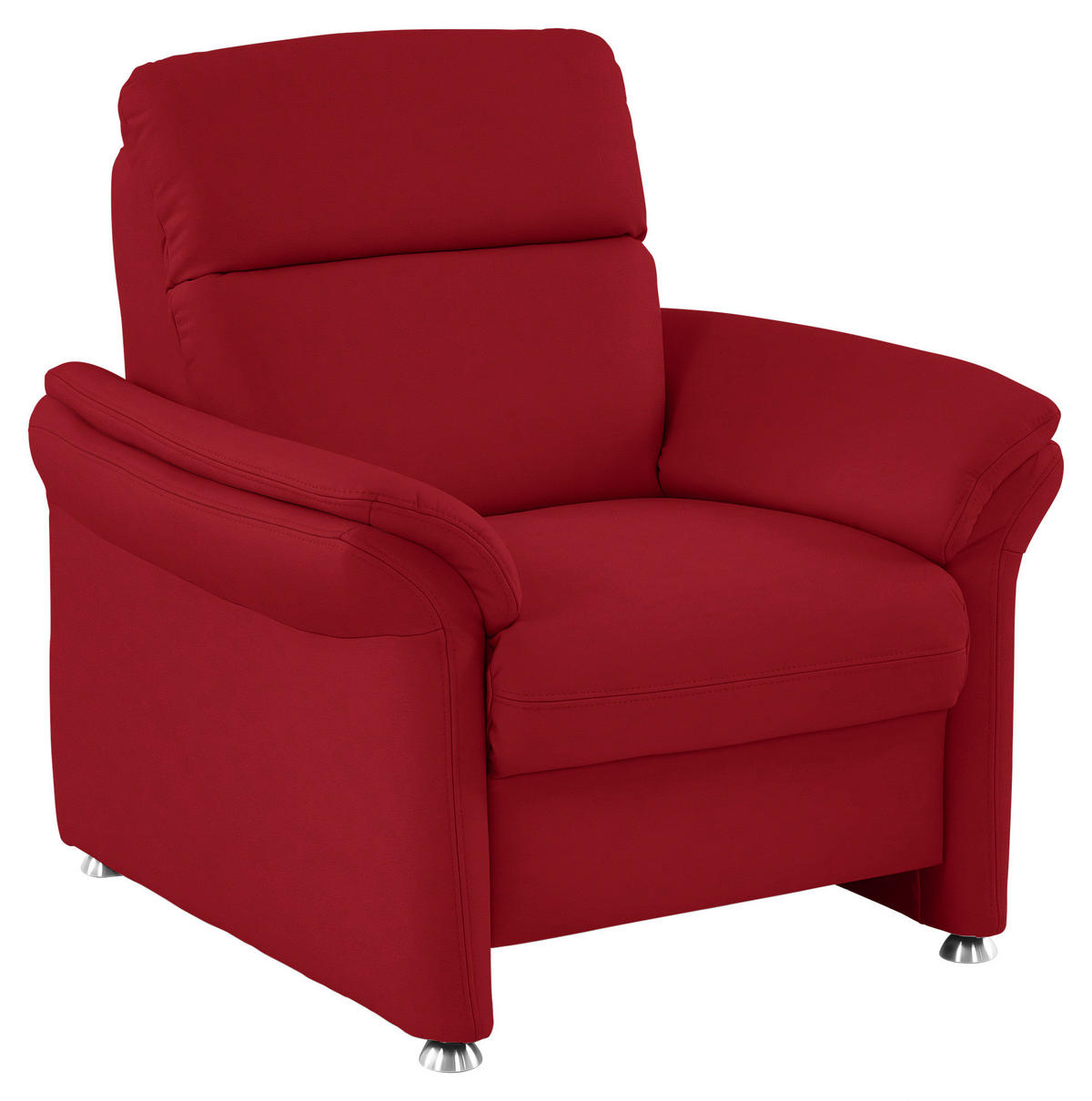 SESSEL in Echtleder Rot  - Rot/Alufarben, Konventionell, Leder/Metall (98/96/92cm) - Beldomo Premium