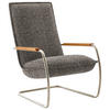 SESSEL in Flachgewebe Dunkelbraun  - Edelstahlfarben/Eichefarben, Design, Holz/Textil (76/105/87cm) - Koinor