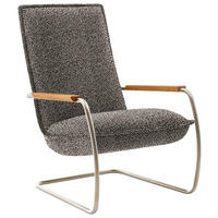 SESSEL in Flachgewebe Dunkelbraun  - Edelstahlfarben/Eichefarben, Design, Holz/Textil (76/105/87cm) - Koinor