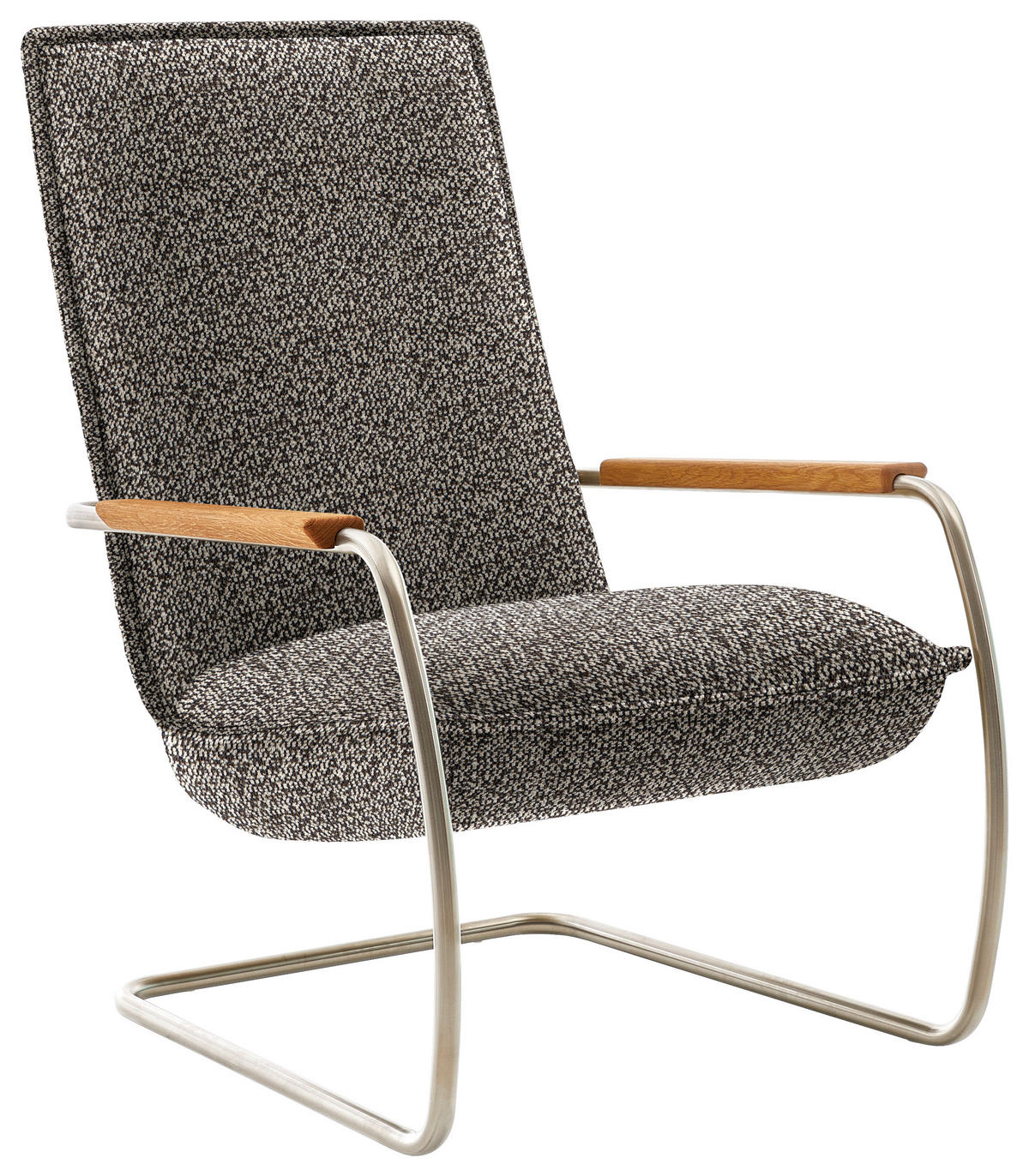 SESSEL in Flachgewebe Dunkelbraun  - Edelstahlfarben/Eichefarben, Design, Holz/Textil (76/105/87cm) - Koinor