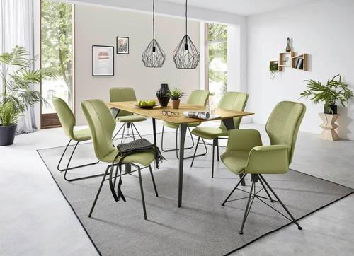 ESSTISCH Asteiche massiv rechteckig Eichefarben - Eichefarben/Dunkelgrau, Design, Holz/Metall (200/100/77cm) - Musterring