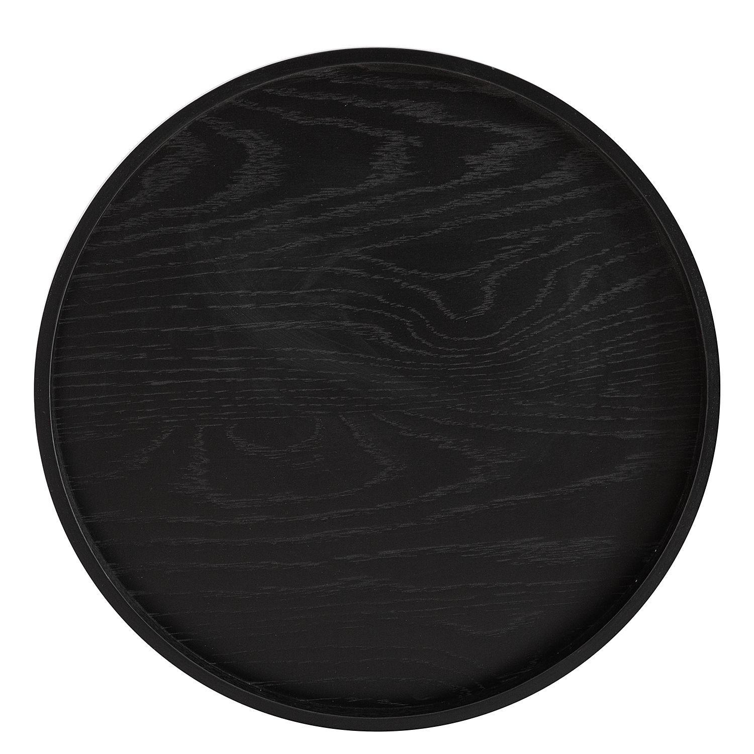 BEISTELLTISCH 40/40/45 cm Eiche furniert Schwarz rund  - Schwarz, MODERN, Holz/Holzwerkstoff (40/40/45cm) - home24