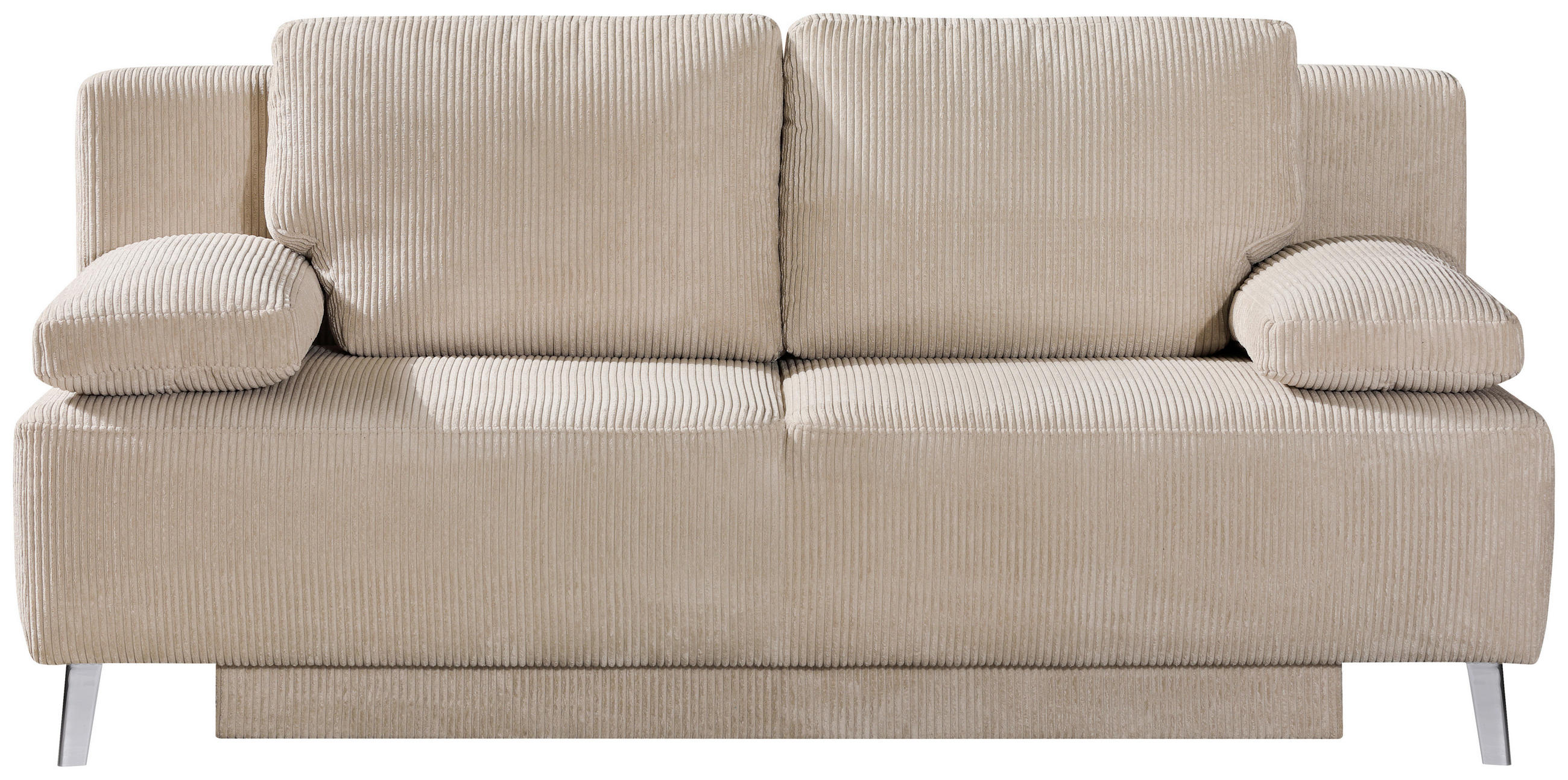 SCHLAFSOFA  mit Fußauswahl, Stoffauswahl Cord Creme  - Chromfarben/Creme, Design, Textil/Metall (197/92/88cm) - Novel