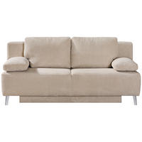 SCHLAFSOFA  mit Fußauswahl, Stoffauswahl Cord Creme  - Chromfarben/Creme, Design, Textil/Metall (197/92/88cm) - Novel