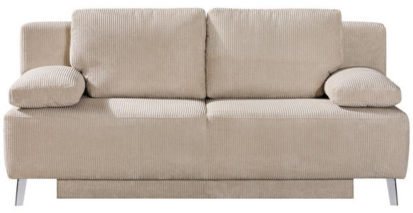 SCHLAFSOFA Cord Creme Rückenkissen, Armlehnenkissen, Bettkasten, Rücken echt  - Chromfarben/Creme, Design, Textil/Metall (197/92/88cm) - Novel