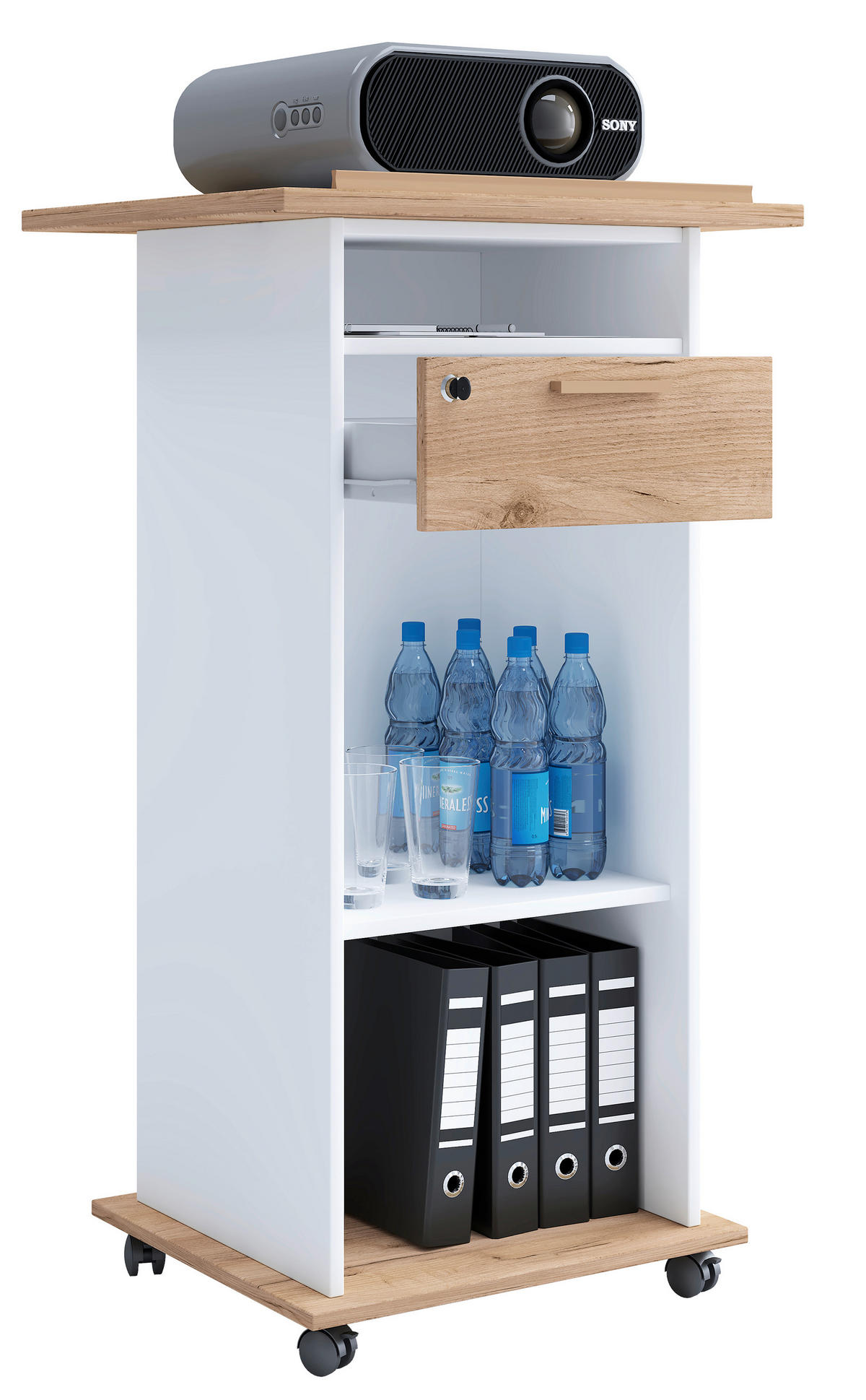 STEHPULT 60/50/108,3 cm  - Honigeiche/Weiß, MODERN, Holzwerkstoff (60/50/108,3cm) - MID.YOU