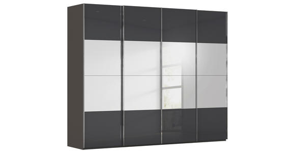SCHWEBETÜRENSCHRANK  in Graphitfarben, Schwarz  - Chromfarben/Graphitfarben, Design, Glas/Holzwerkstoff (271/223/68cm) - Novel