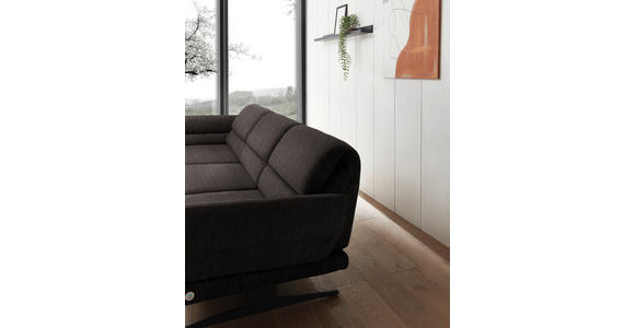 ECKSOFA Dunkelbraun Flachgewebe  - Dunkelbraun/Schwarz, Design, Textil/Metall (176-217/279-327cm) - Dieter Knoll