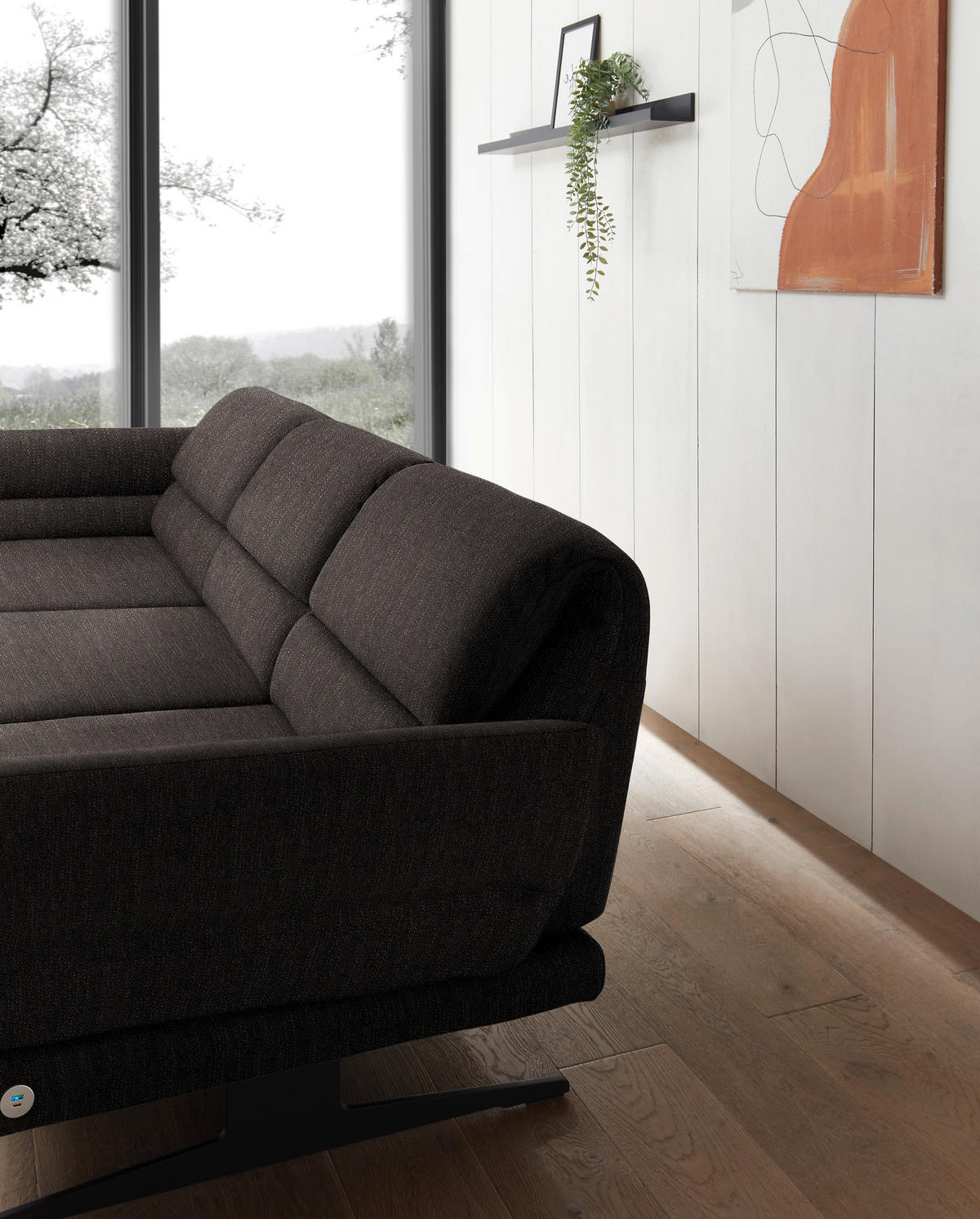 ECKSOFA  in Flachgewebe Dunkelbraun  176-217/279-327 cm  - Dunkelbraun/Schwarz, Design, Textil/Metall (176-217/279-327cm) - Dieter Knoll