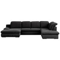 WOHNLANDSCHAFT Schwarz Chenille  - Chromfarben/Schwarz, Design, Textil/Metall (165/353/212cm) - Livetastic
