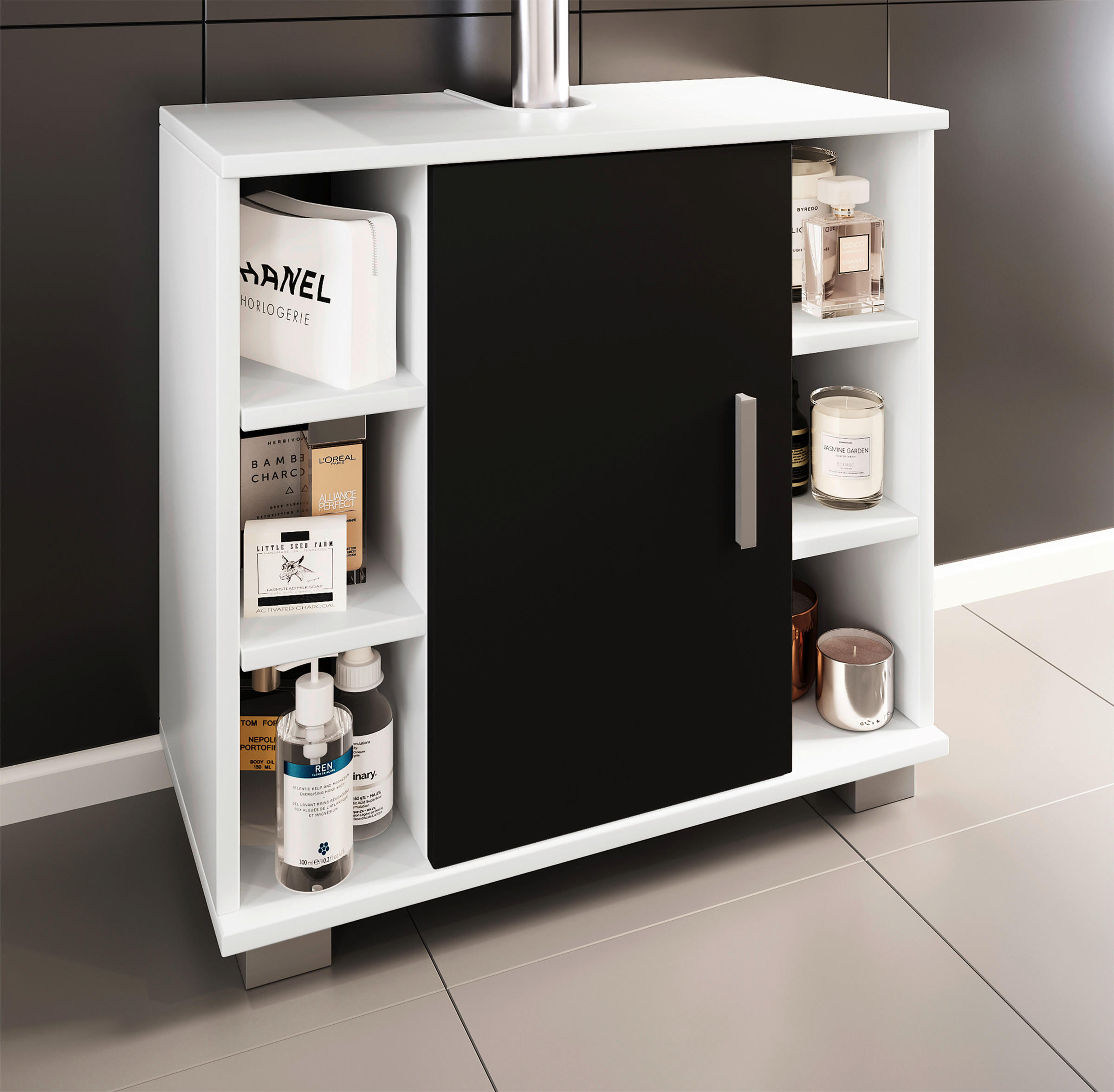 WASCHBECKENUNTERSCHRANK 60/57,7/30,4 cm - Schwarz/Weiß, MODERN, Holzwerkstoff/Kunststoff (60/57,7/30,4cm) - MID.YOU