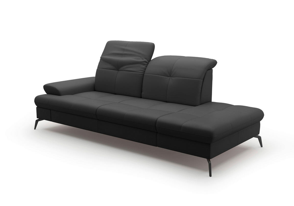 RÉCAMIERE in Echtleder Schwarz  - Schwarz, Konventionell, Leder/Metall (231/90/122cm) - Sit & More