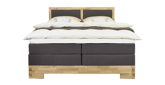 BOXSPRINGBETT 180/200 cm  in Schlammfarben, Eichefarben  - Schlammfarben/Eichefarben, Natur, Holz/Textil (180/200cm) - Linea Natura