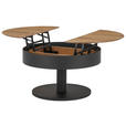 COUCHTISCH Eiche furniert 79/79/46 cm rund Schwarz, Eichefarben  - Eichefarben/Schwarz, Design, Holz/Holzwerkstoff (79/79/46cm) - Novel