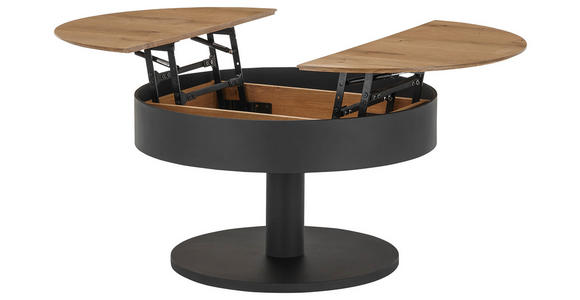 COUCHTISCH Eiche furniert 79/79/46 cm rund Schwarz, Eichefarben - Eichefarben/Schwarz, Design, Holz/Holzwerkstoff (79/79/46cm) - Novel
