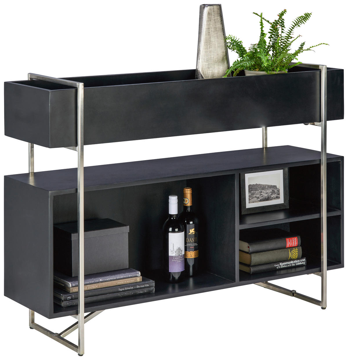 HYLLA i 120/85/35 cm svart, stålfärgad  - stålfärgad/svart, Design, metall/trä (120/85/35cm) - Lomoco