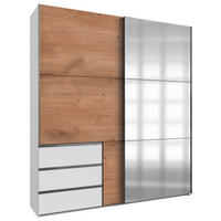 SCHWEBETÜRENSCHRANK 200/236/65 cm 2-türig Weiß, Plankeneiche  - Chromfarben/Plankeneiche, MODERN, Holzwerkstoff (200/236/65cm) - MID.YOU