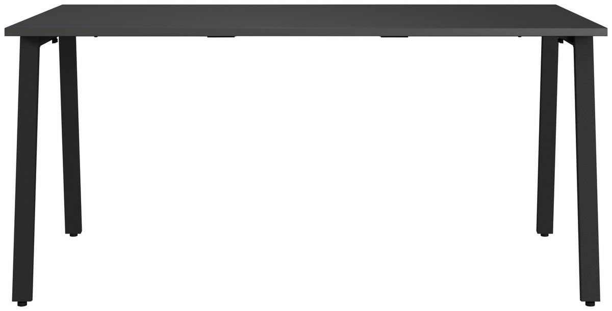 SCHREIBTISCH 160/80/75 cm, Graphitfarben, Schwarz, in verschiedenen Holz-Dekoren erhältlich, justierbare Füße  - Graphitfarben/Schwarz, MODERN, Holzwerkstoff/Metall (160/80/75cm) - Novel