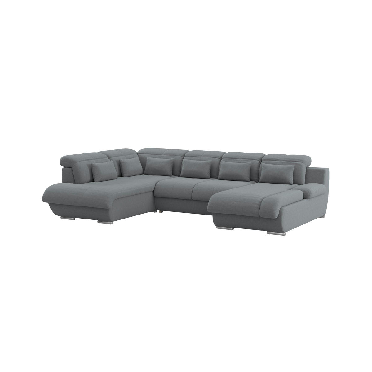 WOHNLANDSCHAFT MULTI Anthrazit Chenille  - Chromfarben/Anthrazit, MODERN, Textil/Metall (228/345/184cm) - Livetastic