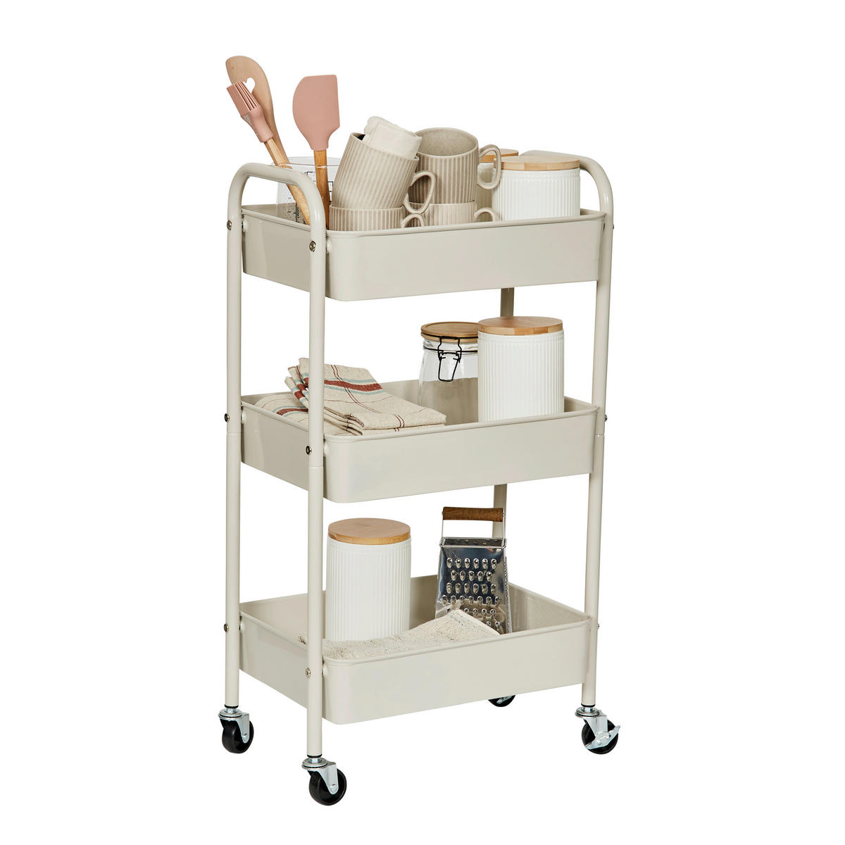 SERVIERWAGEN Greige  - Greige, Basics, Metall (44/30,5/78cm) - LOVE IT STORE IT