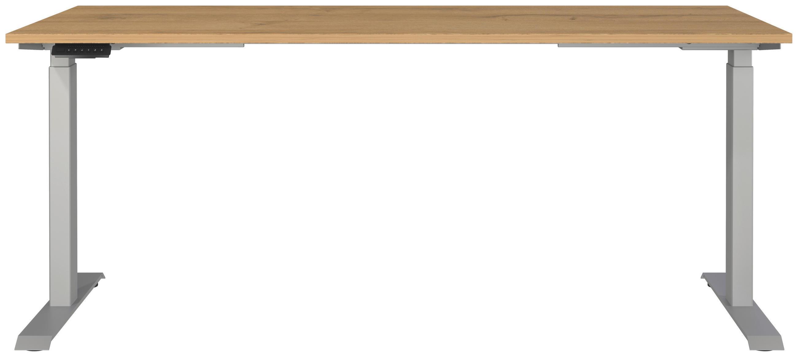 SCHREIBTISCH 180/80/72-118 cm  in Braun, Silberfarben, Eichefarben  - Eichefarben/Silberfarben, MODERN, Holzwerkstoff/Metall (180/80/72-118cm) - Novel