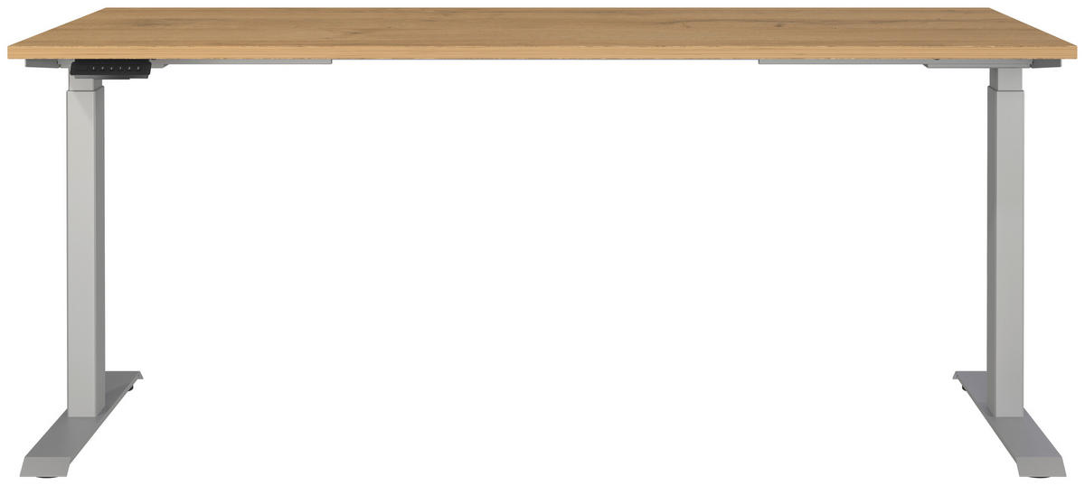 SCHREIBTISCH höhenverstellbar  - Eichefarben/Silberfarben, MODERN, Holzwerkstoff/Metall (180/80/72-118cm) - Novel