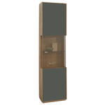 VITRINE in furniert, massiv Wildeiche Grau, Wildeiche  - Wildeiche/Silberfarben, Design, Glas/Holz (50/204/40cm) - Waldwelt