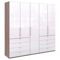 FALTTÜRENSCHRANK Weiss, Trüffeleichefarben  - Chromfarben/Weiss, Konventionell, Glas/Holzwerkstoff (250/236/58cm) - Venda
