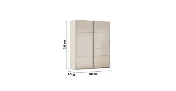 SCHWEBETÜRENSCHRANK in Champagner - Chromfarben/Champagner, KONVENTIONELL, Glas/Holzwerkstoff (181/223/67cm) - Novel