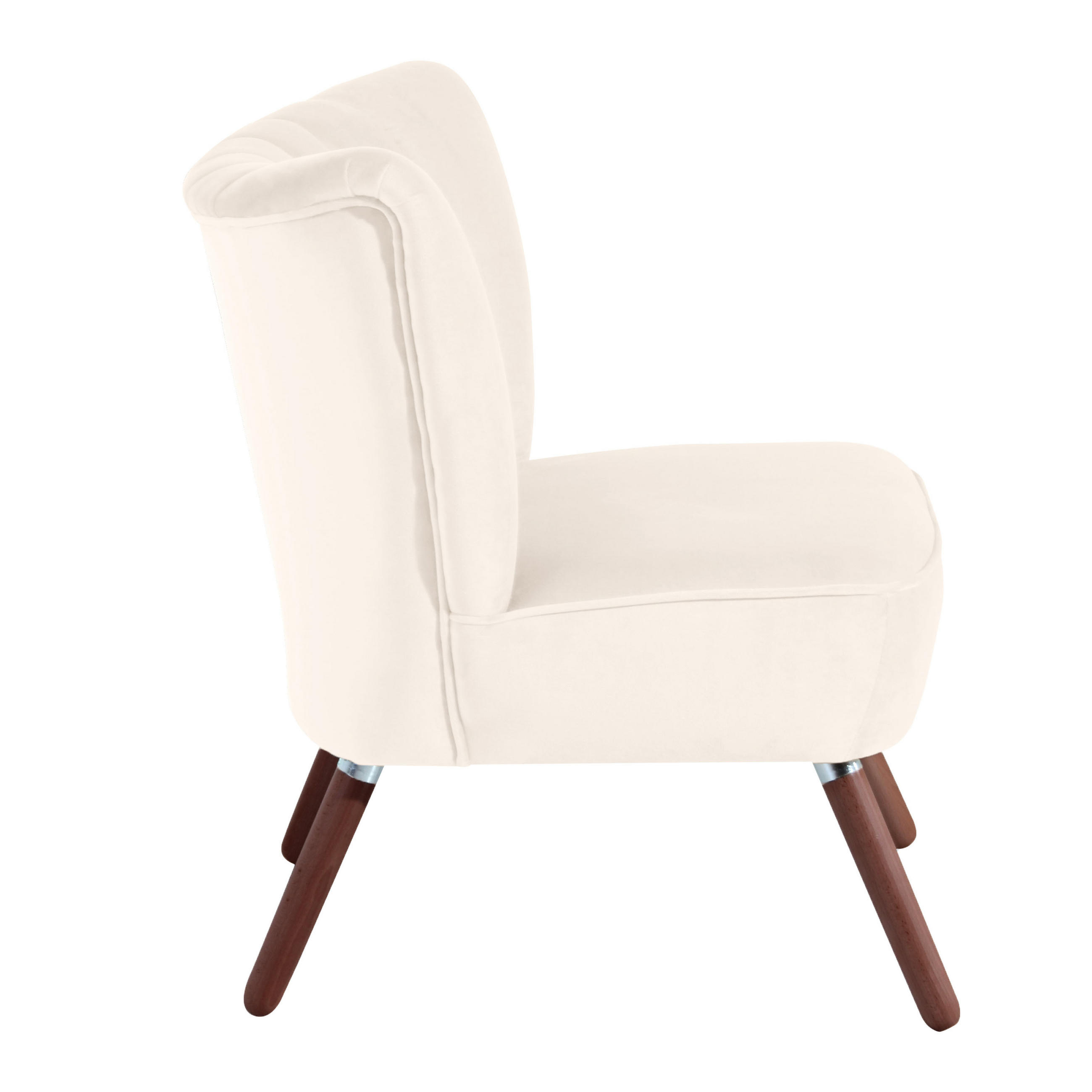 SESSEL in Samt, Velours Creme, Nussbaumfarben  - Nussbaumfarben/Creme, Design, Holz/Textil (70/80/66cm) - Max Winzer