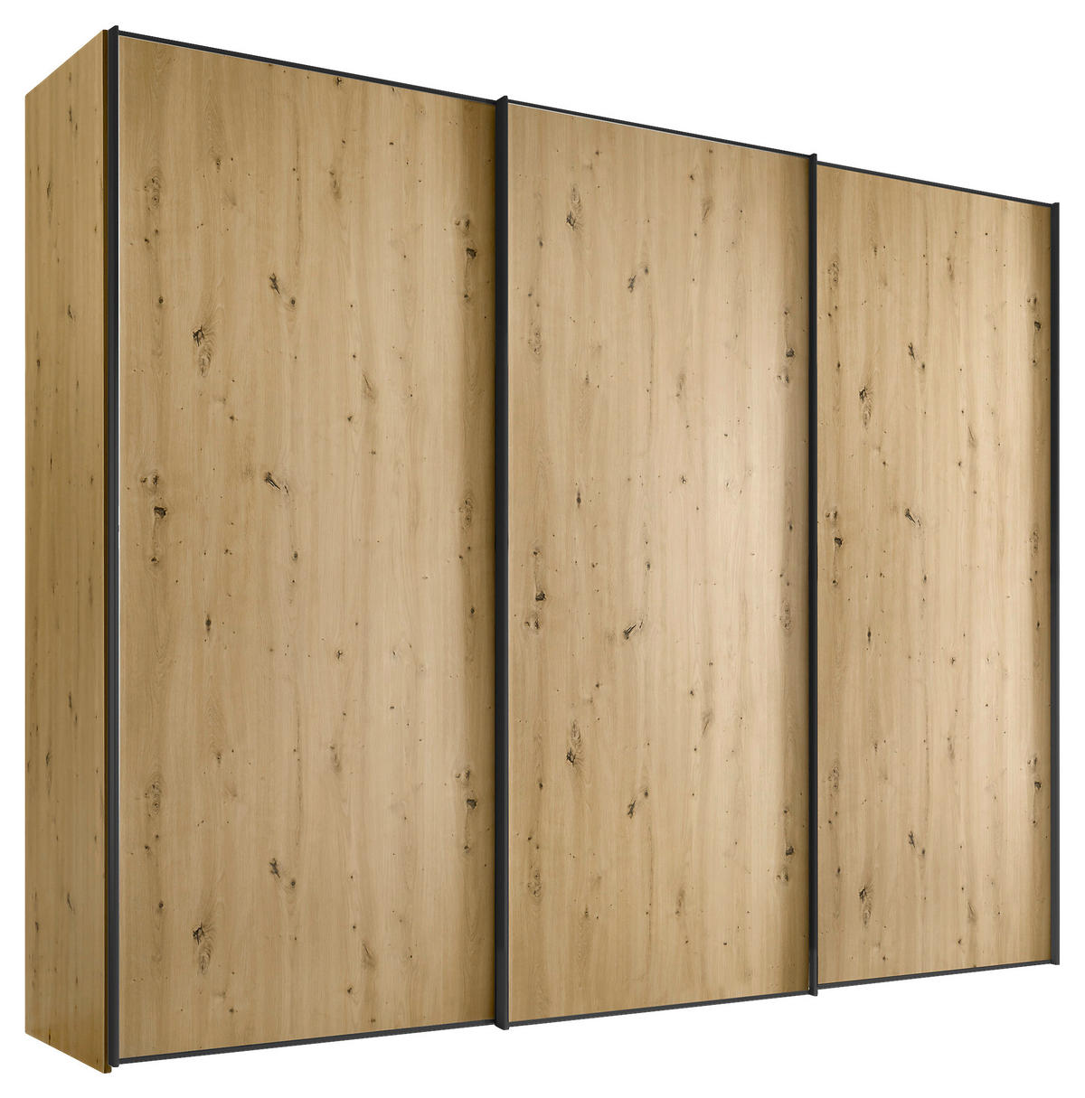 SCHWEBETÜRENSCHRANK in Eiche Artisan  - Graphitfarben/Eiche Artisan, Design, Holzwerkstoff/Metall (298/222/68cm) - Moderano