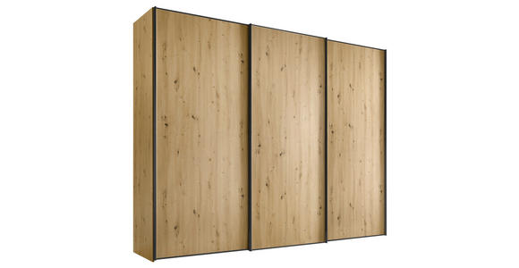 SCHWEBETÜRENSCHRANK  in Eiche Artisan  - Graphitfarben/Eiche Artisan, Design, Holzwerkstoff/Metall (280/240/68cm) - Moderano