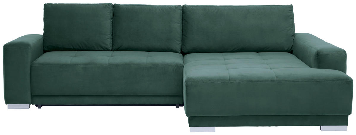 KUTNA GARNITURA tekstil  tamno zelena   - srebrne boje/tamno zelena, Design, tekstil/drvo (293/195cm) - Cantus