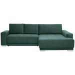 ECKSOFA inkl. Funktionen in Flachgewebe Dunkelgrün  293/195 cm  - Dunkelgrün/Silberfarben, Design, Holz/Textil (293/195cm) - Cantus