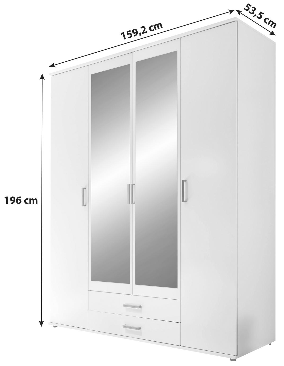 ORMAR SA KLASIČNIM VRATIMA bela  159,2/196/53,5 cm  - bela/srebrna, Dizajnerski, staklo/pločasti materijal (159,2/196/53,5cm) - Xora
