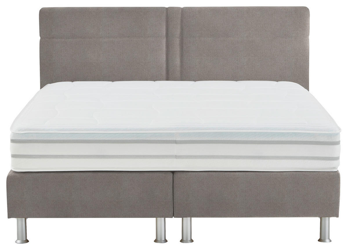 BOXSPRINGBETT 180/200 cm  in Taupe  - Taupe/Alufarben, Design, Kunststoff/Textil (180/200cm) - Beldomo - Sleep