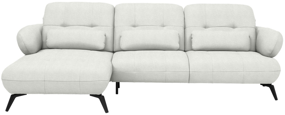 ECKSOFA Flachgewebe Grauweiss  - Schwarz/Grauweiss, Modern, Textil/Metall (180/282cm) - Novel