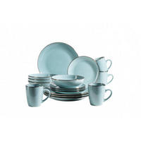 KOMBISERVICE Metallic Rim 16-teilig  - Blau, Basics, Keramik (34/31,5/32cm) - Mäser