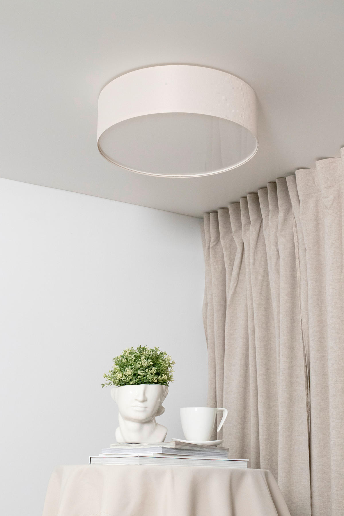 DECKENLEUCHTE Lumi Light 50/20 cm   - Creme, Design, Kunststoff/Textil (50/20cm)