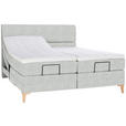 BOXSPRINGBETT 180/200 cm  in Hellgrau  - Eichefarben/Hellgrau, KONVENTIONELL, Holz/Textil (180/200cm) - Voleo